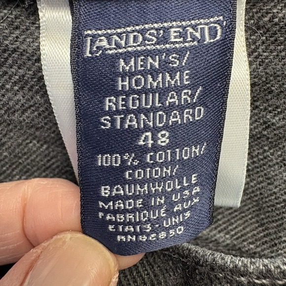 VTG Lands End Square Rigger Jeans Men 48x32 Black Cotton Leather Logo USA Made - Picture 3 of 13